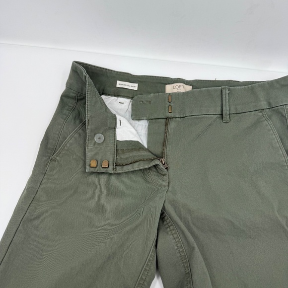Loft Outlet Shorts Women 6 Petite Green Bermuda Roll Slash Pocket Stretch Casual - Picture 4 of 11